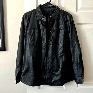 Who What Wear faux leather button down